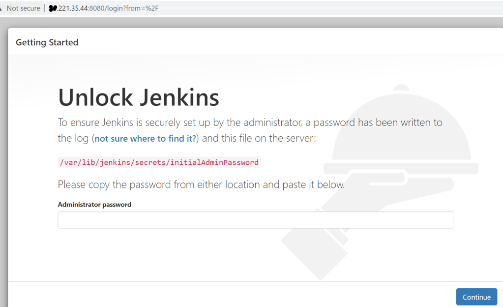 Unlocking the Jenkins initial password