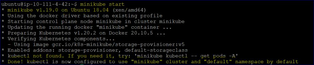 Starting minikube on ubuntu machine